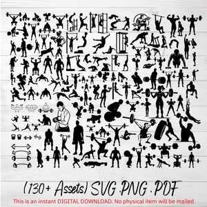 130 Gym Workout SVG Bundle: Fitness T-Shirt Designs (Digital Download