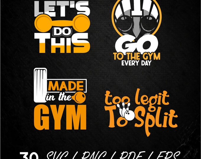 30 Workout png Bundle, Gym png Bundle, Fitness png, Exercise print, Motivational PNG, Workout Shirt png, Gym Quotes, Gym Cut File , Gym SVG