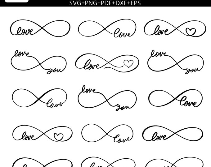 Infinity Symbol SVG, Infinity PNG Bundle, Infinity Clipart, Infinity SVG Cut Files for Cricut, Infinity Silhouette, Infinity Heart Svg