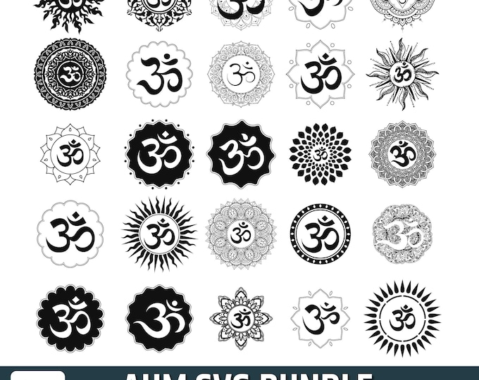 Aum Symbol Mandala Bundle | 25 Om/Aum SVG Designs | Meditation Mandala Cut Files | Instant Digital Download