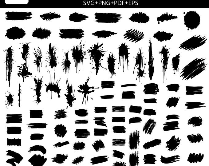 Paint Splatter SVG Bundle | Ink Splats, Paint Streaks, Blobs | Vector Cut Files for Cricut & Silhouette