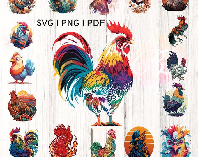 Hen Sublimation Designs Bundle,  Chicken png DTF, Rooster Sublimation File, DFT Files, Funny Sublimation Clipart, Instant Downloads