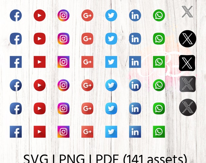 Social Media Icons SVG PNG PDF, Social Media Icons Bundle, social media icons svg pack, circle social media icons svg, svg for Social Media