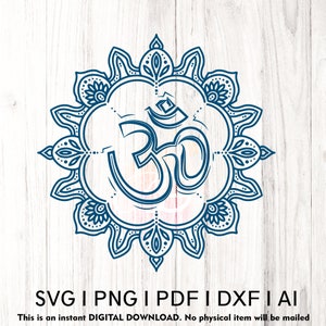 Symbole Om SVG PNG EpS PDF | Yoga et méditation en téléchargement numérique | Fichiers de coupe Cricut et Silhouette | Conception spirituelle pour travaux manuels