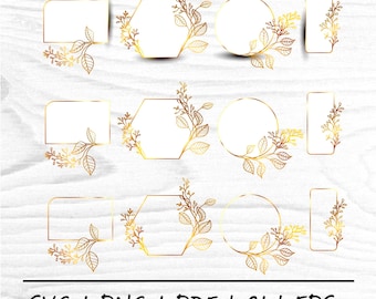 Gold frame clipart, Geometric golden shapes, Gold frame PNG, Metallic golden frames, Gold border frame, Photo overlay PNG, Wedding frame