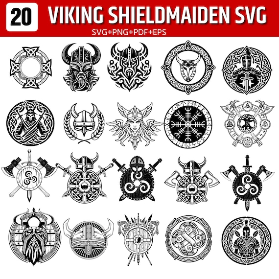 Viking Shieldmaiden SVG Bundle, Norse Symbol Art, Valkyrie Wings Designs