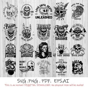 Tattoo Skull Quote SVG: Cricut & Silhouette Cut File, Sublimation PNG bundle (Digital Download)