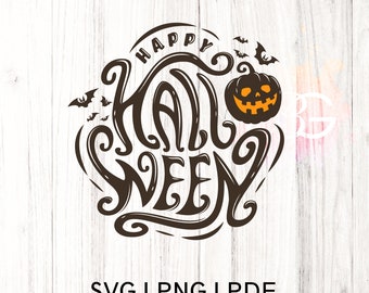 Happy Halloween SVG: Ghost, Witch, Pumpkin Cut Files (Digital Download)