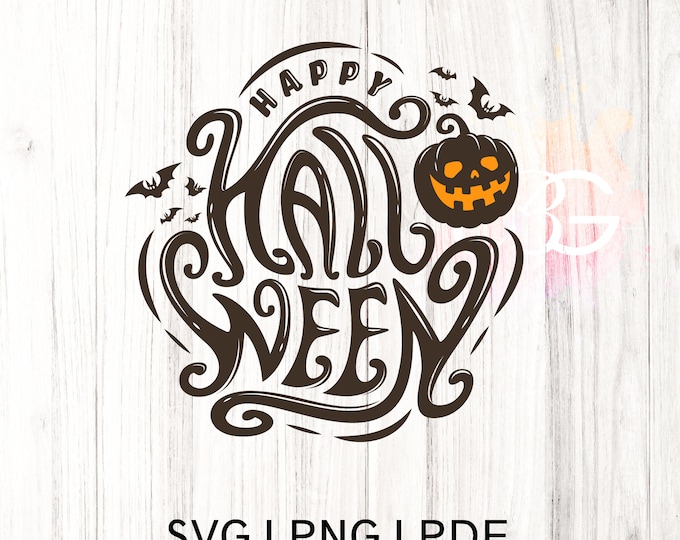 6 Happy Halloween PNG,  Halloween SVG, Fall Svg, Autumn Svg, Ghost Svg, Witch svg, Pumpkin Svg, Quotes, Cut File Cricut, Silhouette