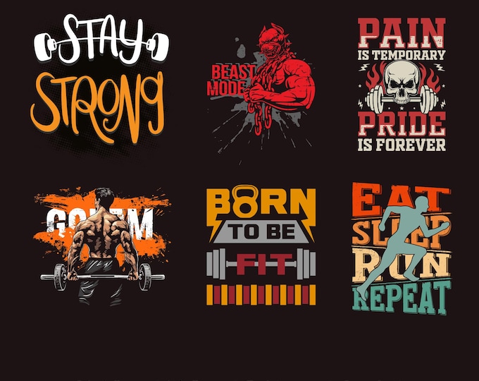 06 Gym Workout dtf SVG png PDF Bundle, Gym png Bundle, Fitness TShirt png, Motivational Mega PNG bundle, Workout Shirt Quotes, Gym Cut File