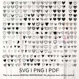 Open hart bundel SVG, doodle hart DXF, schets, hand getrokken, Valentijnshart gesneden bestand, png, snijbestand, Cricut, digitaal bestand