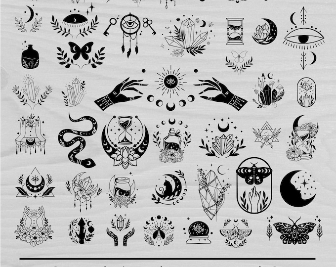 Mystical svg Bundle, Halloween svg Bundle, Witchcraft svg, Crystal Moon svg, Celestial svg, Moon Phase svg, Svg File