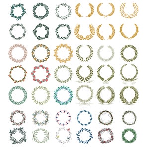 floral wreath svg | heart laurel wreath svg | wedding wreath svg | wreath monogram svg | circle frame Wreath svg bundle | circle svg bundle