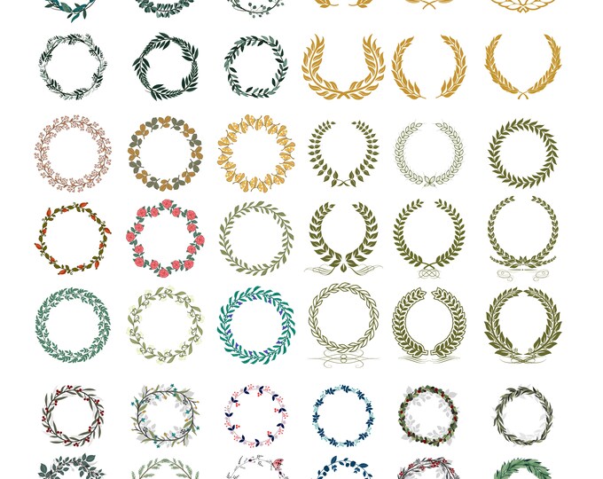floral wreath svg | heart laurel wreath svg | wedding wreath svg | wreath monogram svg | circle frame Wreath svg bundle | circle svg bundle