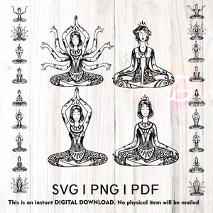 Handgezeichnete Yoga Pose Bundle, Yoga SVG png, pdf, Yoga SVG, Meditation Sublimation, Frauen Empowerment SVG, Girl Power motivierende Png
