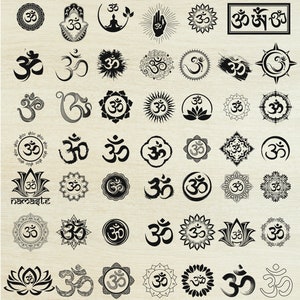 51 Om méditation SVG PNG, fichier coupe yoga Om, svg, png, mantra sanskrit, instantané, silhouette sombre, conception de sublimation Aum, fichier coupe ohm