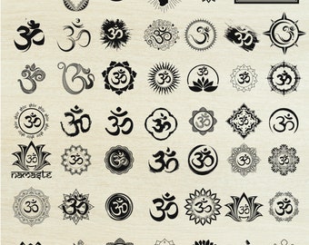 51 Om Meditation SVG PNG Bundle, Om Yoga cut file, svg, png, Sanskrit Mantra, Instant, Dark silhouette, Aum Sublimation Design, ohm cut file