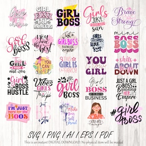 Mädchen Boss Mutter Hustler Bundle SVG, motivierende svg, positive Zitate svg, Girl Power Zitate PNG, Boss Dame, Queen svg, Cut File für Cricut