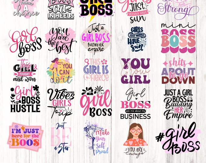 Girl boss mother hustler Bundle SVG, Motivational svg, Positive Quotes svg, Girl Power quotes PNG, Boss lady, Queen svg, Cut File for Cricut