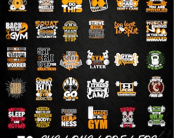 30 Workout png Bundle, Gym png Bundle, Fitness png, Exercise print, Motivational PNG, Workout Shirt png, Gym Quotes, Gym Cut File , Gym SVG