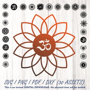 Aum CnC Cricut Bundle, fichier de coupe Ohm Meditation, svg, png, décoration murale sanskrit Mantra, instantané, Aum Design pour machine cnc, fichier de coupe ohm