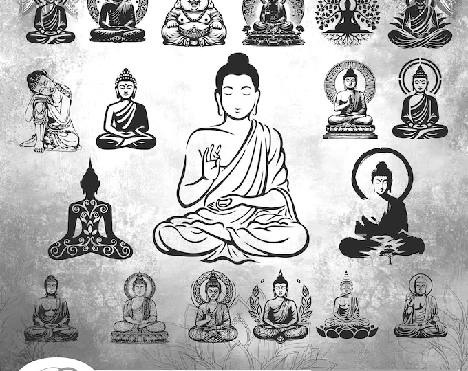 Hand Drawn Buddha Vector Art: Laser Engraving SVG Bundle (Digital Download)