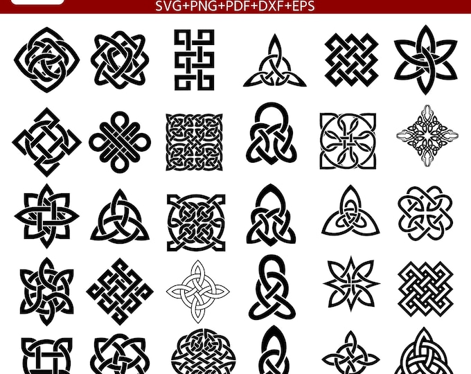 Celtic Knot SVG Bundle: 45 Medieval Designs,  Vikings Symbols - Cricut, Silhouette, Glowforge bundle (Digital Download)