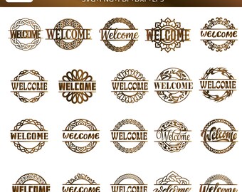 20 Round Welcome Sign SVG Bundle, Farmhouse Porch Decor Cut File (Digital Download)