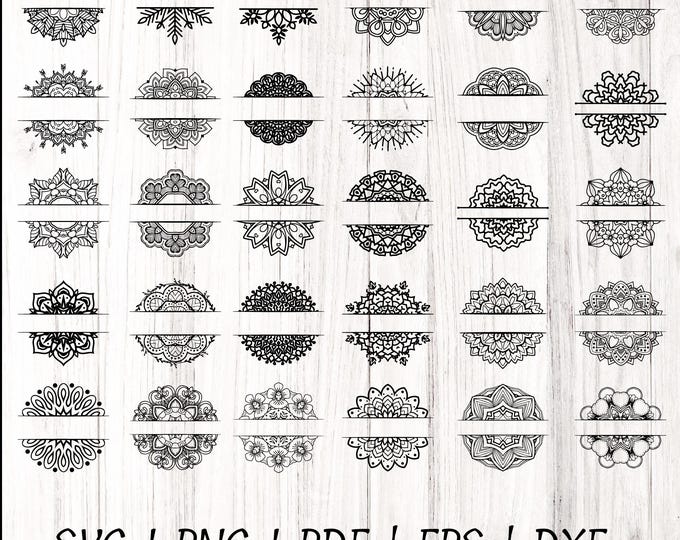 30 Mandala split monogram SVG Bundle, Mandala SVG Cricut, Mandala Monogram Svg, Mandala Monogram png, Mandala monogram, Mandala Decal
