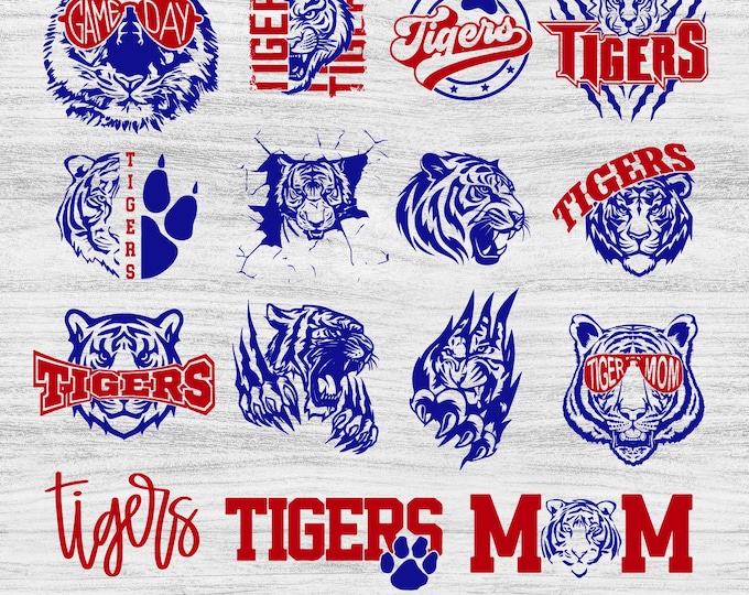 Tiger Team Mascot Clipart png Bundle | School Spirit Cut Files | png SVG pdf EPS | Digital Download
