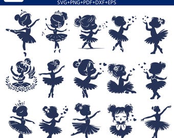 18 Ballerina Girl SVG PNG pdf eps Bundle – Cute Ballet Dancer Silhouettes for Cricut, Silhouette, Laser Cut T-Shirts, Decals & Gifts