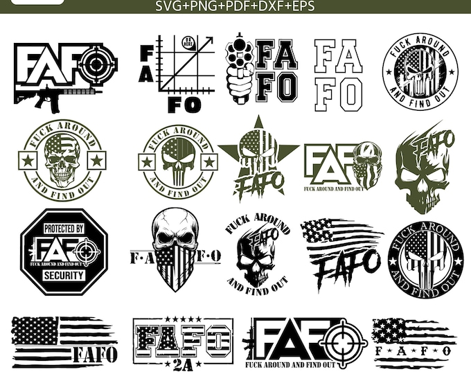 FAFO SVG Bundle | F*ck Around And Find Out svg, 2nd Amendment Cut file, Sarcastic Adult Humor, usa skull Flag Sarcasm Cricut