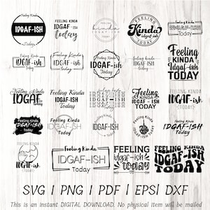 Feeling kinda IDGAF-ish today svg bundle, Idgaf ish svg, IDGAF ish svg files for cricut, printable  Silhouette Cut Files, Sarcastic Svg