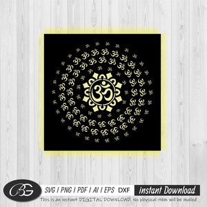 File DXF tagliato al laser per decorazioni murali Om per macchine Glowforge e CNC, decorazioni murali con mandala floreale Aum, pannelli in vinile e metallo tagliati, arte murale, aum dxf
