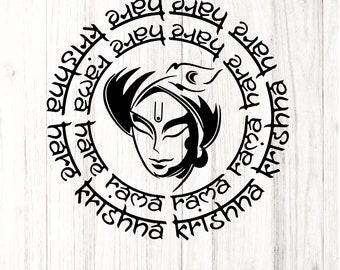 Indian Worship Lord Krishna Cut File, Stickers, Laser Cut, Cricut, Silhouette, Indian god T-Shirt Design, SVG, PNG & PDF Formats