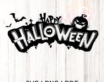 Happy Halloween SVG PNG: Ghost, Witch, Pumpkin Cut Files (Digital Download)