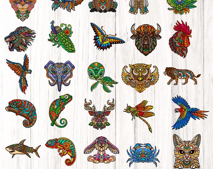 Colorful Animals Clipart, Lion, Giraffe, Nursery Art, Jungle Animals Clipart, Cute Watercolor Animal, Jungle Animals, Digital Download