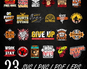 27 Fitness Workout SVG PNG PDF Bundle | Gym Shirt Cut Files | Motivational Workout Quotes | Cricut & Silhouette | Instant Digital Download