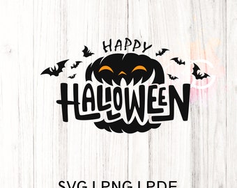 Happy Halloween Pumpkin SVG: Ghost, Witch, Fall Designs (Digital Download)