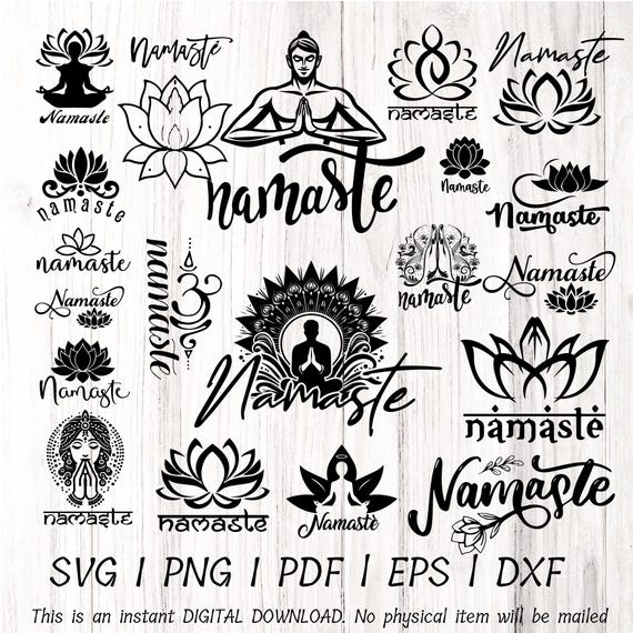 Namaste Lotus SVG bundle| Yoga Meditation Cut File (Digital Download)
