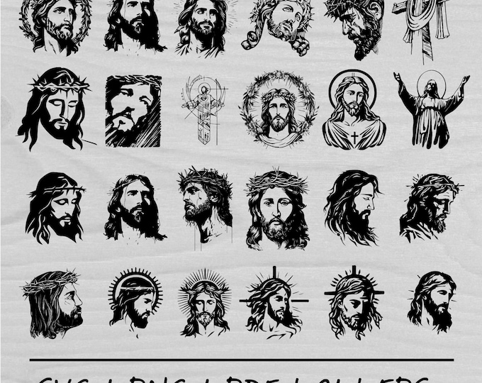 23 Jesus svg pdf png, jesus christ clipart, catholic, lord, christian printable cut file cricut, silhouette, sublimation, digital download