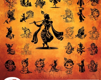 Lord Krishna SVG Bundle: Indian God Graphics (Digital Download)