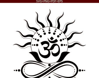 Om Meditation Symbol  - Aum Sanskrit - Svg- Png - Eps - AI - pdf - (cut file) Spiritual Sun Yoga Clipart (Digital Download)