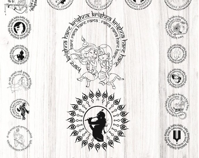17 Lord Krishna svg bundle, Indian Worship Stickers, Krishna Laser Cut, Cricut, Silhouette, Krishna T-Shirt Design, hindu SVG, Krishna PNG