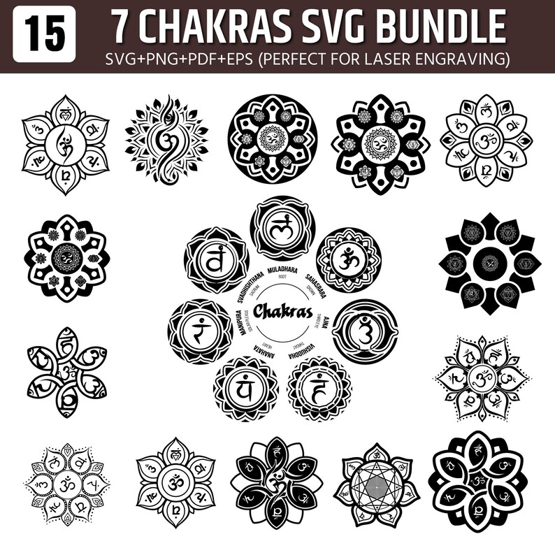 7 Chakras SVG Bundle, Yoga Meditation Symbols (digital Cut File) - Etsy