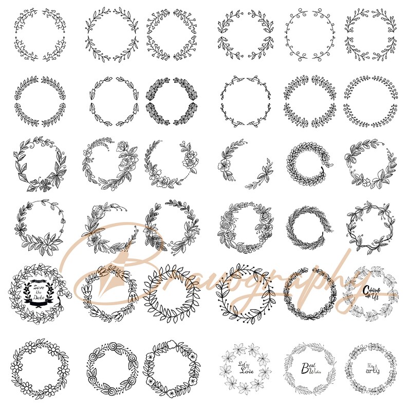 Wreath Monogram Svg Circle Frame Wreath Svg Bundle Circle - Etsy