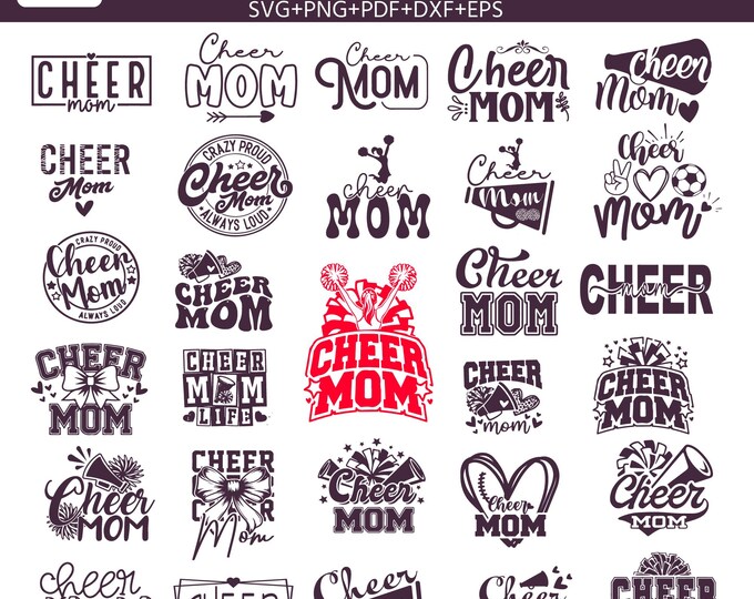 Cheer Mom SVG Bundle | Cheerleading Quotes SVG, Cheer Mom Shirt png, Senior Cheer Mom 2026 SVG, Team Spirit Cut Files