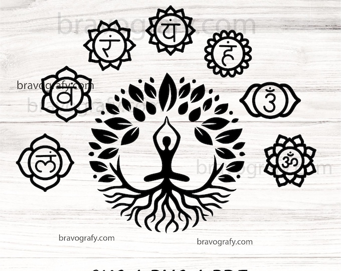 7 Chakras lotus SVG, Namaste Clipart, Yoga SVG, Chakra Symbols SVG, Meditation cut file, Digital Cut File,  Cricut Eps Png Dxf htv, dtf