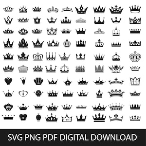 Crown SVG Bundle: King, Queen, Princess Tiara Designs (Digital Download)