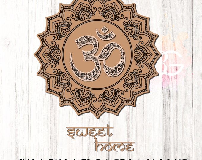 Aum Sweet home mandala wall decore, Mandala Svg, Aum Svg, Sanskrit Svg, Om sweet home PNG, Instant Digital Download welcome home cut file